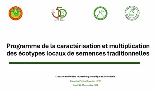 Programme de la caracterisation et multiplication des ecotypes locaux de semences traditionnelles